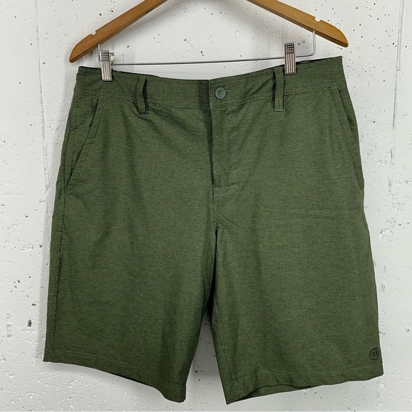 Hang Ten Men’s size 34 Green & Black Houndstooth Print Flat Front Shorts - Picture 1 of 10